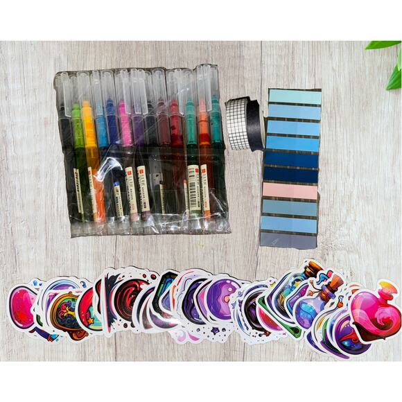 New 81 Piece Journal Notebook Pen Market Sticker Stationary School Gift Set Tape - Picture 1 of 3